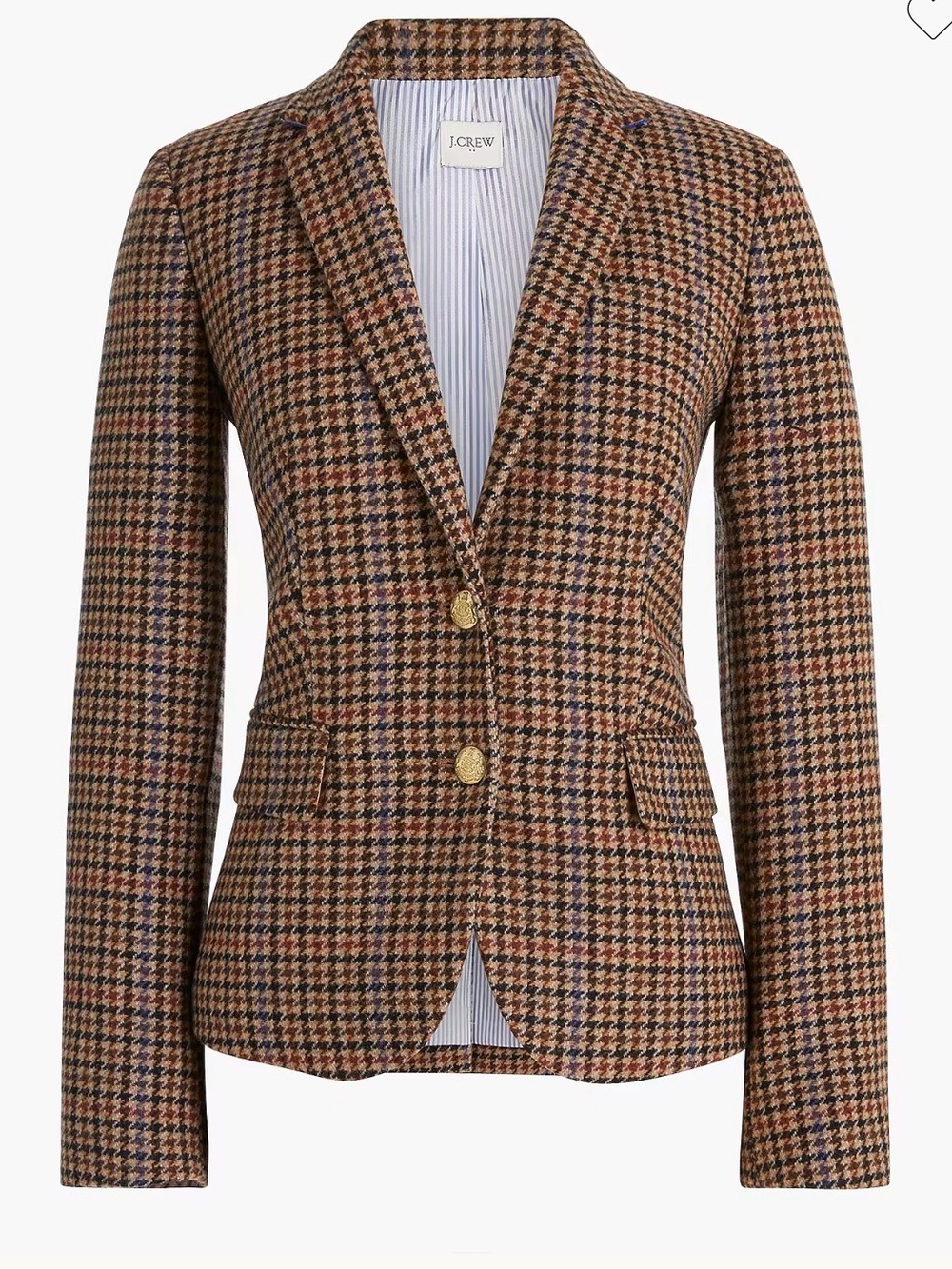 J.Crew Factory Schoolboy Blazer | Size 12 | Camel Multi Houndstooth Plaid | Wool